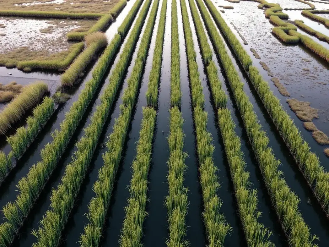 Noue plantée de saules absorbant les eaux de ruissellement